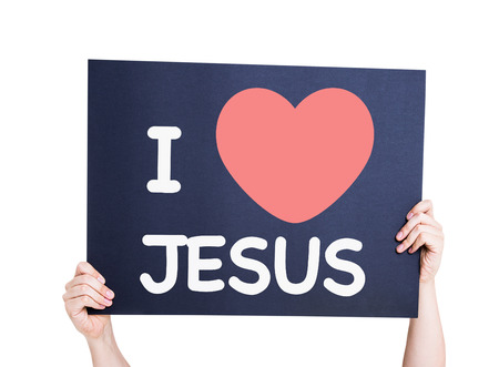 I Love Jesus card isolated on whiteの写真素材