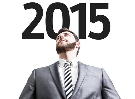 Business man with the text 2015 in a concept image