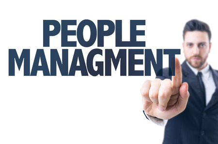 Business man pointing the text: People Managementの写真素材