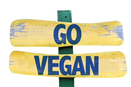 Go Vegan sign on white backgroundの写真素材