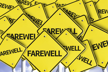 Multiple road signs with text: Farewellの写真素材