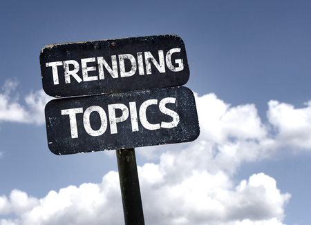 Trending Topics sign with clouds and sky backgroundの写真素材