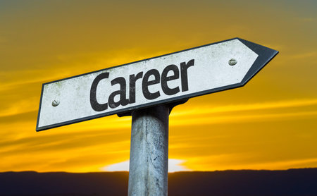 Career sign with sunset background