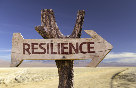 Resilience sign with arrow on desert backgroundの写真素材