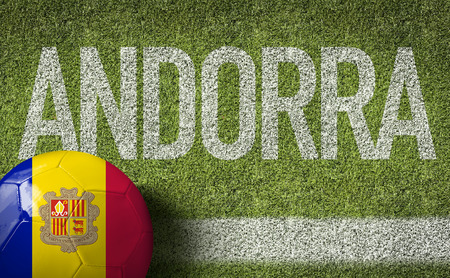 Text on soccer field: Andorraの写真素材