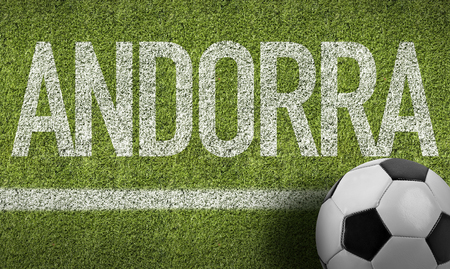 Text on soccer field: Andorraの写真素材