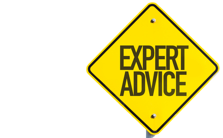 Expert advice sign on white backgroundの写真素材