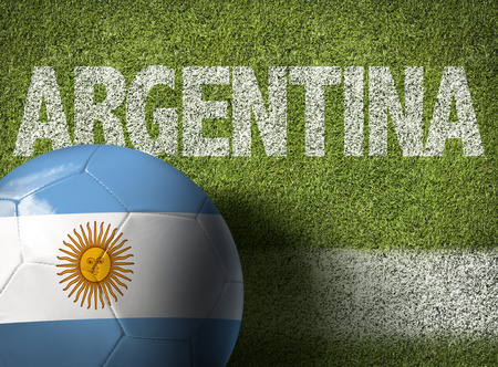 Text on soccer field: Argentinaの写真素材