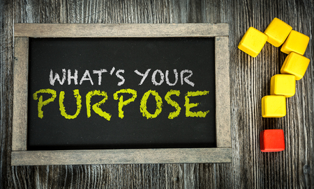 What's your purpose? written on blackboardの写真素材