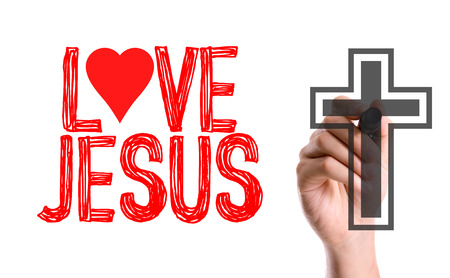 Love Jesus written with a marker penの写真素材
