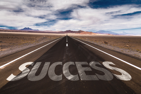 Success written on the roadの写真素材