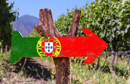 Portugal flag wooden sign board in parkの写真素材