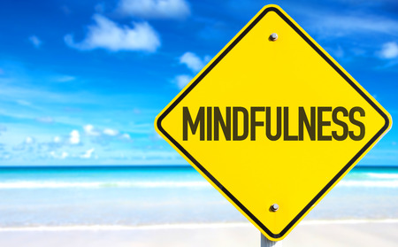 Mindfulness sign with beach backgroundの写真素材