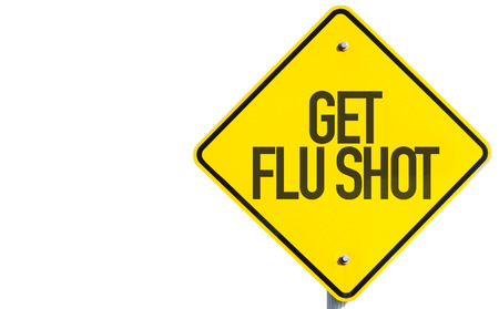 Get Flu Shot sign isolated on white backgroundの写真素材