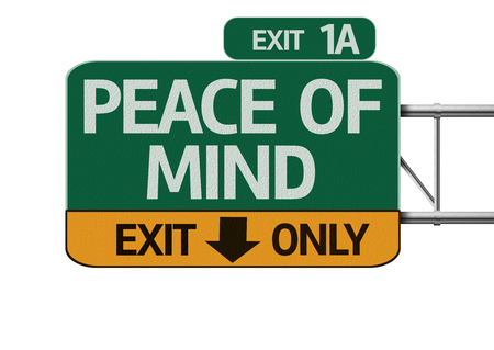 Peace of Mind road sign isolated on white backgroundの写真素材