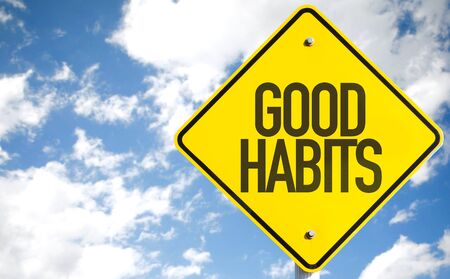 Good Habits sign with sky backgroundの写真素材