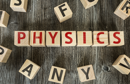 Wooden Blocks with the text: Physicsの写真素材