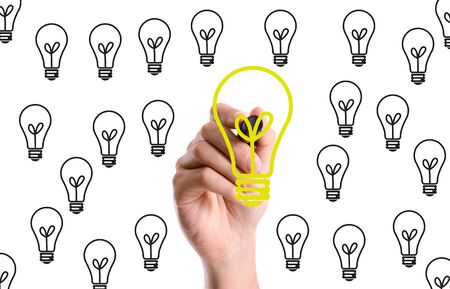 Hand with marker drawing a idea conceptの写真素材