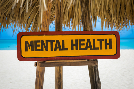 Mental Health sign with beach backgroundの写真素材