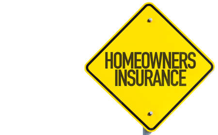 Homeowners Insurance sign isolated on white backgroundの写真素材