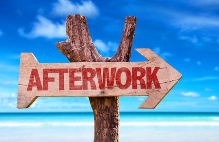 Afterwork arrow with beach backgroundの写真素材