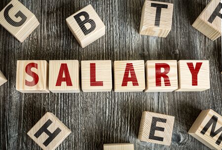 Wooden Blocks with the text: Salaryの写真素材