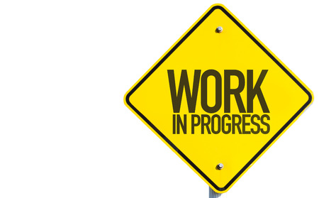 Work In Progress sign isolated on white backgroundの写真素材