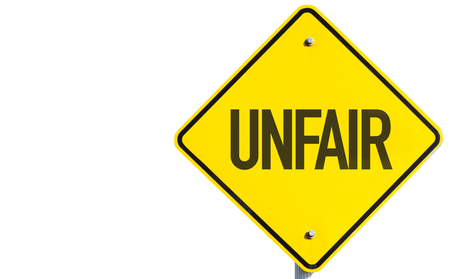 Unfair sign isolated on white backgroundの写真素材