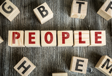 Wooden Blocks with the text: Peopleの写真素材