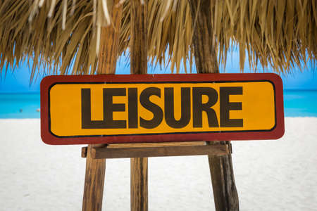 Leisure sign with beach backgroundの写真素材