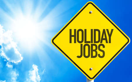 Holiday Jobs sign with sky backgroundの写真素材