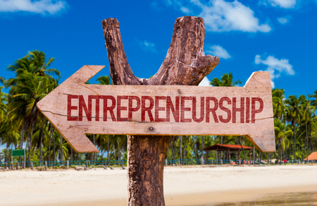 Entrepreneurship arrow with beach backgroundの写真素材