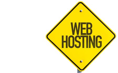 Web Hosting sign isolated on white backgroundの写真素材
