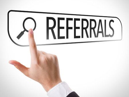 Referrals written in search bar on virtual screenの写真素材