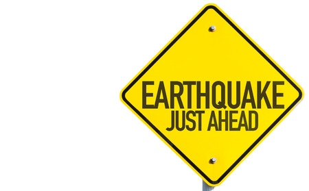 Earthquake sign isolated on white backgroundの写真素材