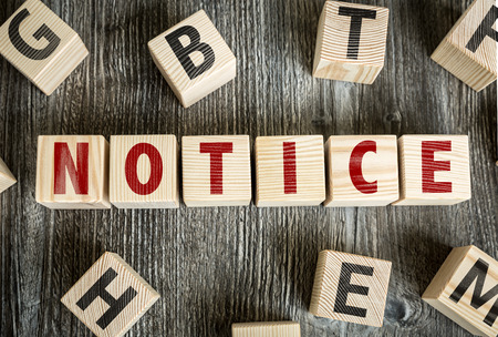 Wooden Blocks with the text: Noticeの写真素材