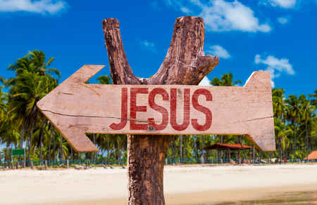 Jesus arrow with beach backgroundの写真素材