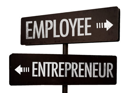 Employee/entrepreneur sign on white background