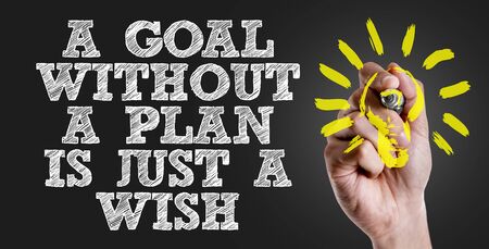 Hand holding a marker with A goal without a plan is just a wishの写真素材