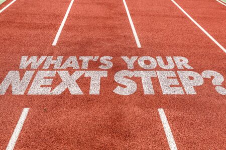 Running track with the words Whats Your Next Stepの写真素材
