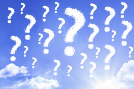 Cloud question marks in the skyの写真素材