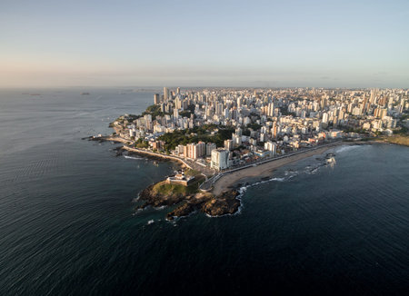 Aerial view of the city of Bahia, Brazil by the coastline
