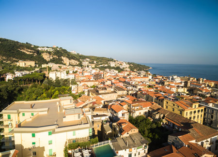 Aerial view of a city in Italyの写真素材