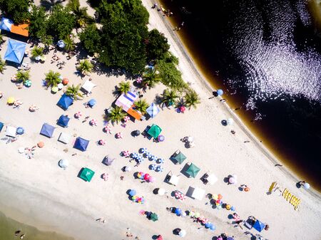 Top view of Juquehy Beach, Sao Paulo, Brazilの写真素材