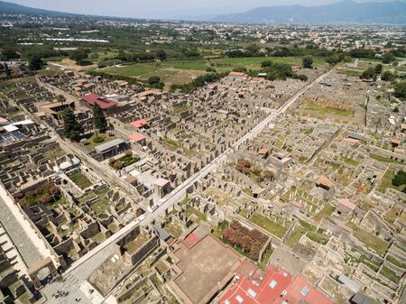 Aerial view of Ruins of Pompeii, Italyの写真素材