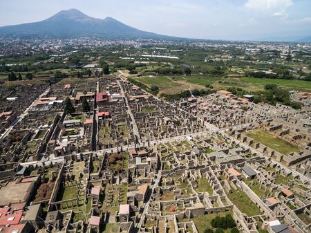 Aerial view of Ruins of Pompeii, Italyの写真素材