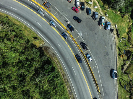 Top view of a curve in highway