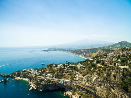 Aerial view of Taormina, Sicily, Italyの写真素材