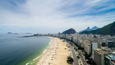 Aerial view of Copacabana Beach, Rio de Janeiro, Brazilの写真素材