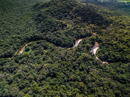 Top view of river in rainforest, Brazilの写真素材